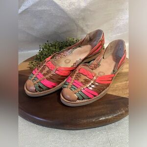 Redhawk coral teal Artisanal Leather Huarache